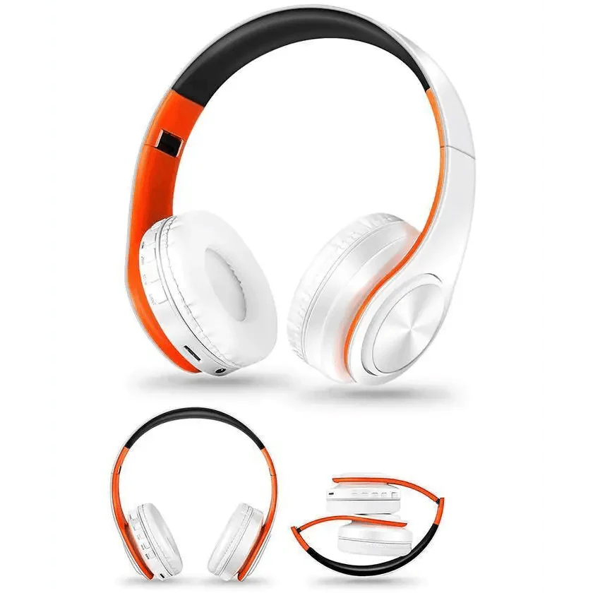 Folding Bluetooth White Blue Wireless Stereo Headphones Headset Mic Support Comfortable Earmuffs Modern Simple Design Stevvex