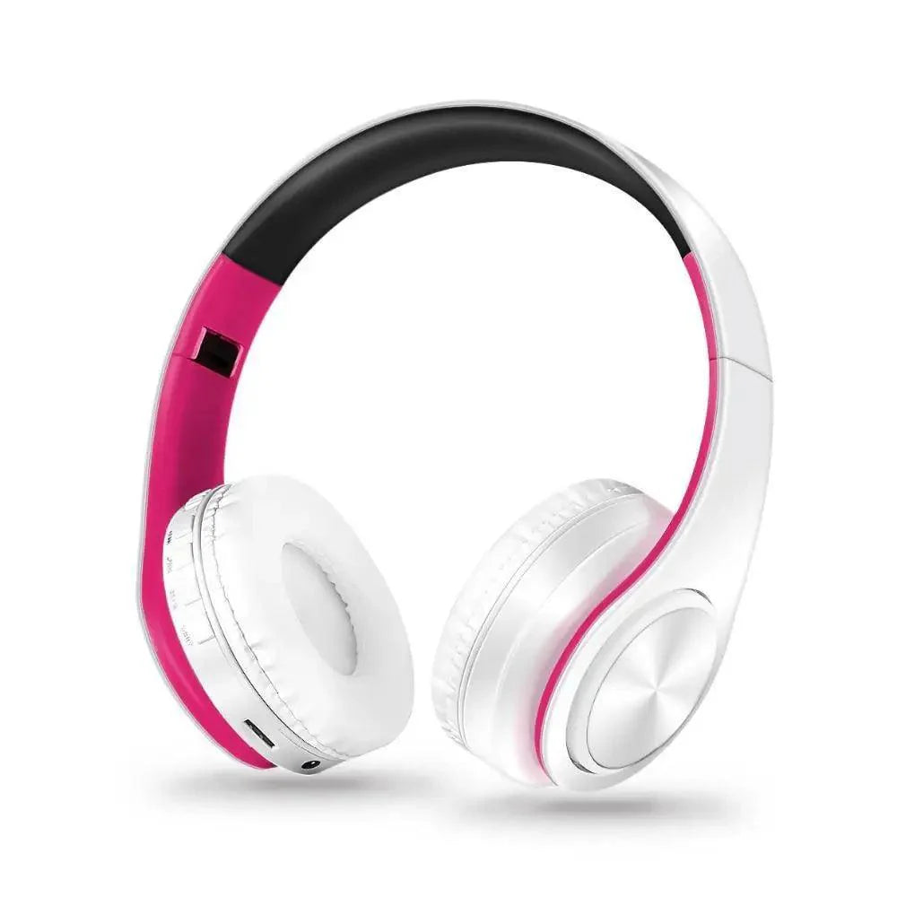 Folding Bluetooth White Blue Wireless Stereo Headphones Headset Mic Support Comfortable Earmuffs Modern Simple Design Stevvex