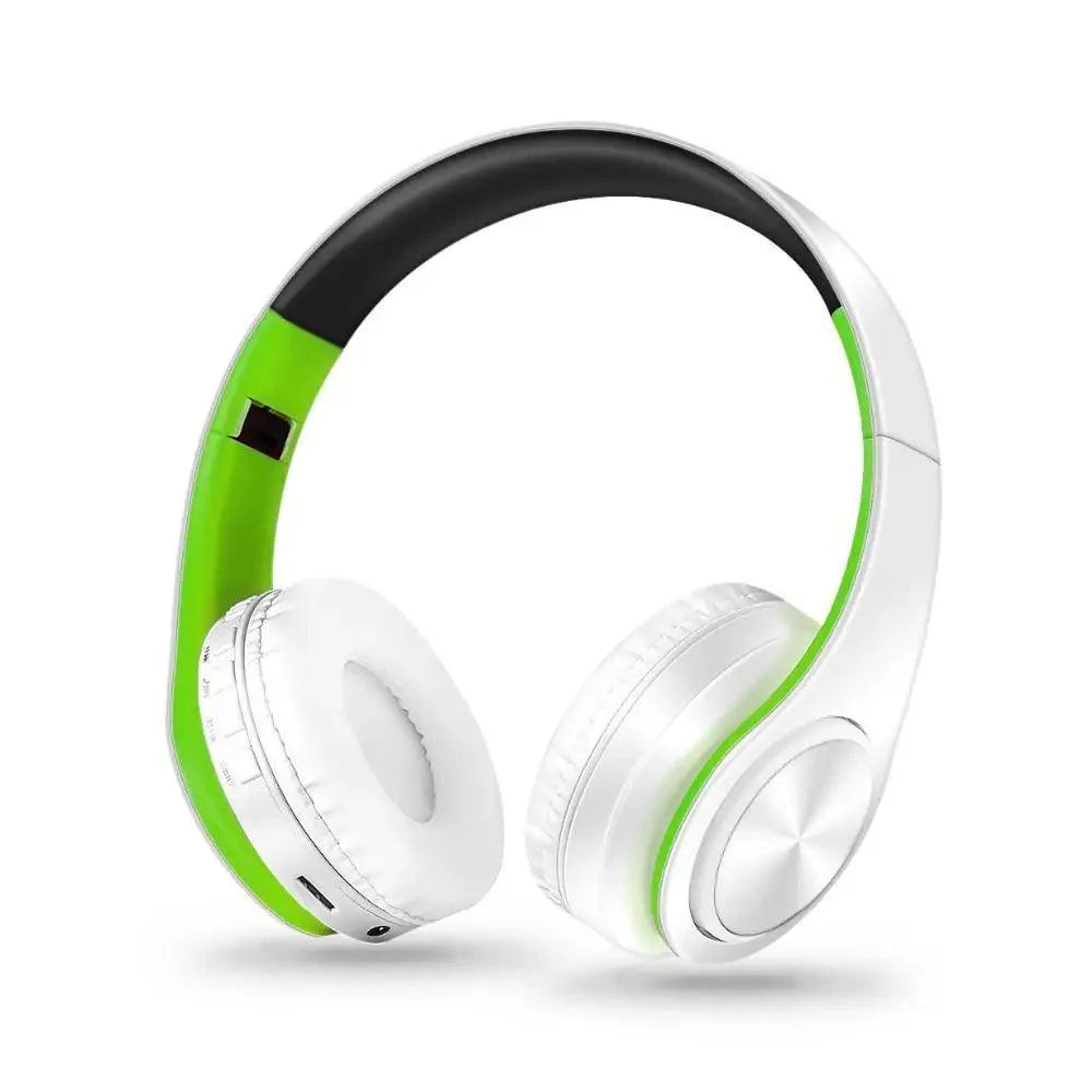 Folding Bluetooth White Blue Wireless Stereo Headphones Headset Mic Support Comfortable Earmuffs Modern Simple Design Stevvex