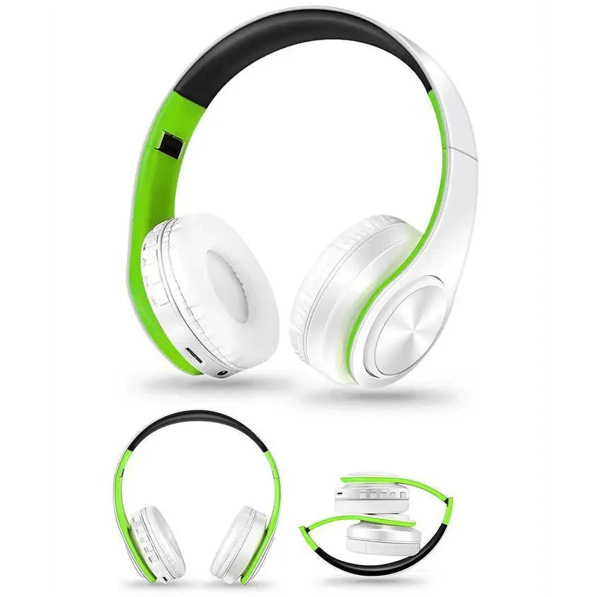 Folding Bluetooth White Blue Wireless Stereo Headphones Headset Mic Support Comfortable Earmuffs Modern Simple Design Stevvex