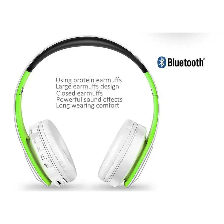 Folding Bluetooth White Blue Wireless Stereo Headphones Headset Mic Support Comfortable Earmuffs Modern Simple Design Stevvex