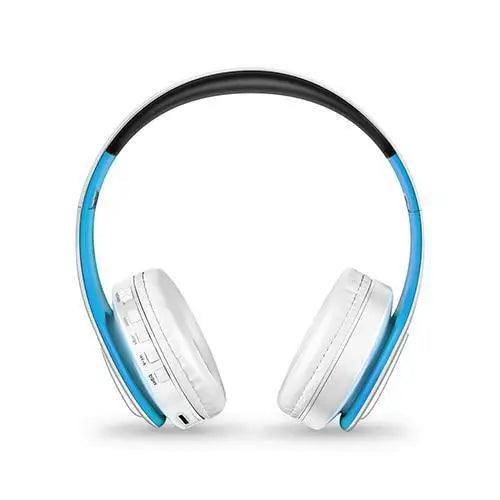 Folding Bluetooth White Blue Wireless Stereo Headphones Headset Mic Support Comfortable Earmuffs Modern Simple Design Stevvex