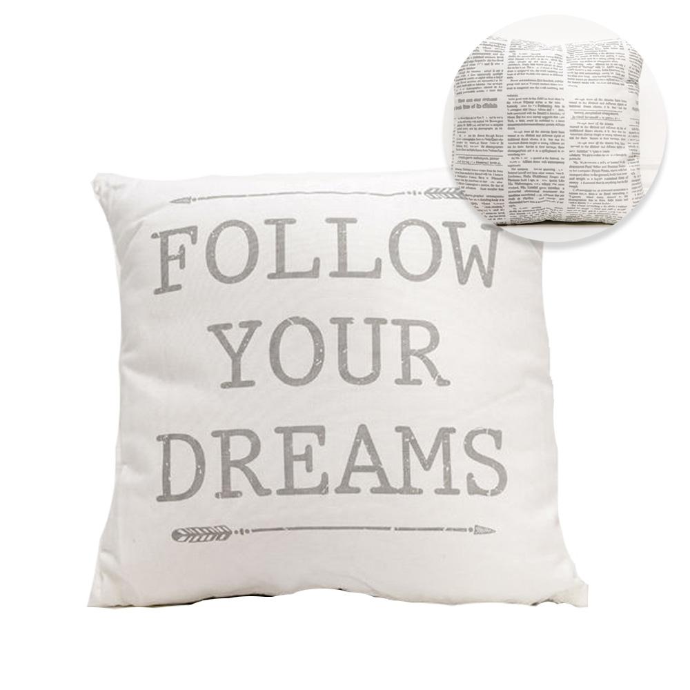 Follow Your Dreams 16in Canvas Pillow Rustic Farmhouse Arrow Throw BandsCo Straps