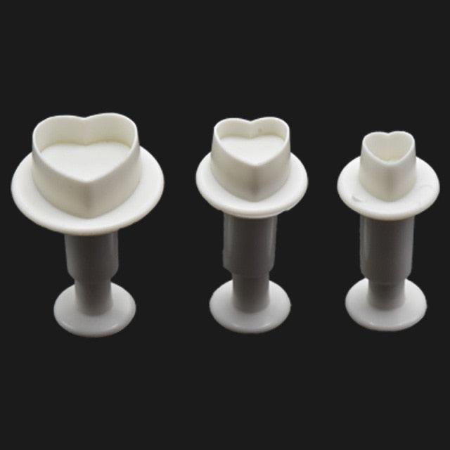 Fondant Cake Cookie Cutter Embossed Ejector Stamp Plunger Mold Kitchen Baking Cake Decorating Tools  Heart Shaped Cookie Mold Hand Press Cookie Dessert Cutter Pastry Decoration Tool Mooncake Maker Stevvex
