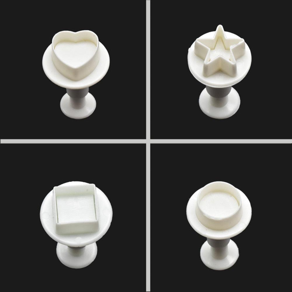 Fondant Cake Cookie Cutter Embossed Ejector Stamp Plunger Mold Kitchen Baking Cake Decorating Tools  Heart Shaped Cookie Mold Hand Press Cookie Dessert Cutter Pastry Decoration Tool Mooncake Maker Stevvex
