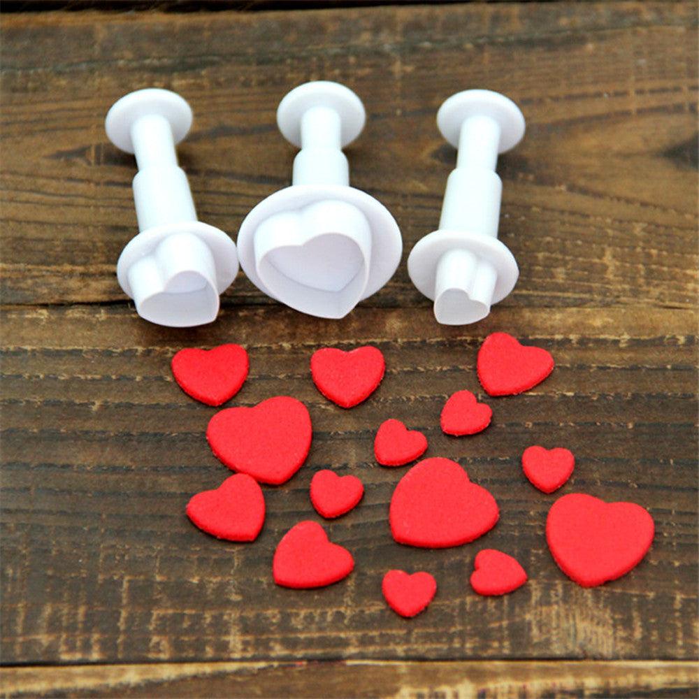 Fondant Cake Cookie Cutter Embossed Ejector Stamp Plunger Mold Kitchen Baking Cake Decorating Tools  Heart Shaped Cookie Mold Hand Press Cookie Dessert Cutter Pastry Decoration Tool Mooncake Maker Stevvex