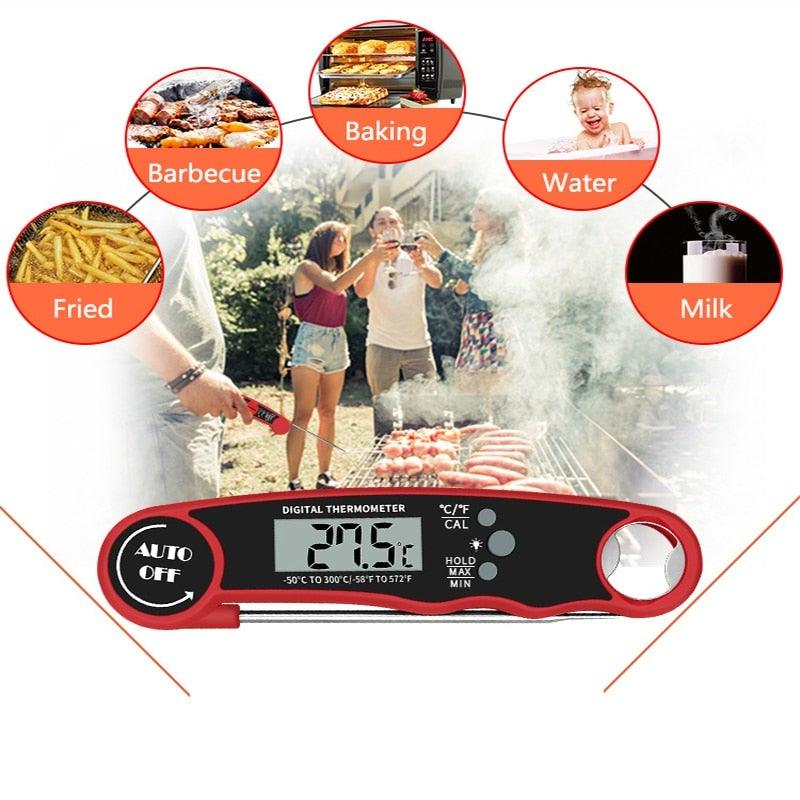 Food Digital Kitchen Thermometer For Meat Water Milk Waterproof Kitchen Cooking Food Thermometer with Probe Backlight & Calibration Best Quick Grill Meat Thermometer For Grilling BBQ Smoker Chefs Cooking Probe Waterproof Electronic Probe Kitchen Tools Stevvex
