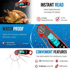 Food Digital Kitchen Thermometer For Meat Water Milk Waterproof Kitchen Cooking Food Thermometer with Probe Backlight & Calibration Best Quick Grill Meat Thermometer For Grilling BBQ Smoker Chefs Cooking Probe Waterproof Electronic Probe Kitchen Tools Stevvex