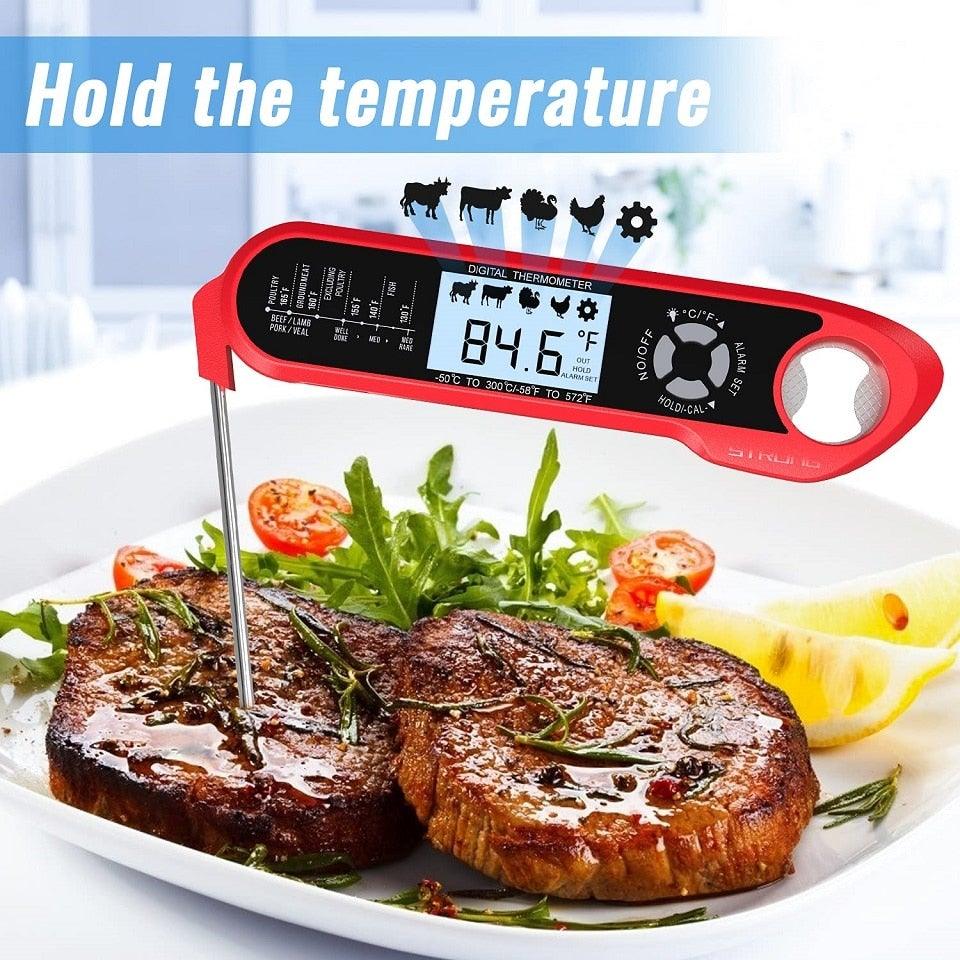 Food Kitchen Digital Meat BBQ Thermometer Dual Probe Design Waterproof Cooking Tools Instant Read Food Thermometer with Alarm and Calibration Function Waterproof Cooking Thermometer for Grilling Baking BBQ Candy Milk Stevvex