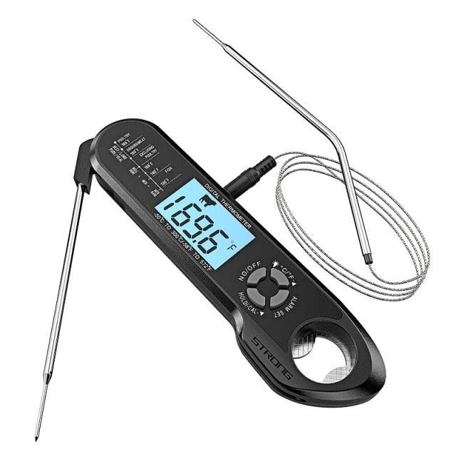 Food Kitchen Digital Meat BBQ Thermometer Dual Probe Design Waterproof Cooking Tools Instant Read Food Thermometer with Alarm and Calibration Function Waterproof Cooking Thermometer for Grilling Baking BBQ Candy Milk Stevvex