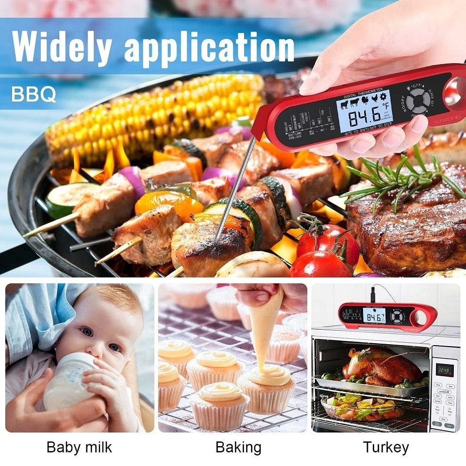 Food Kitchen Digital Meat BBQ Thermometer Dual Probe Design Waterproof Cooking Tools Instant Read Food Thermometer with Alarm and Calibration Function Waterproof Cooking Thermometer for Grilling Baking BBQ Candy Milk Stevvex