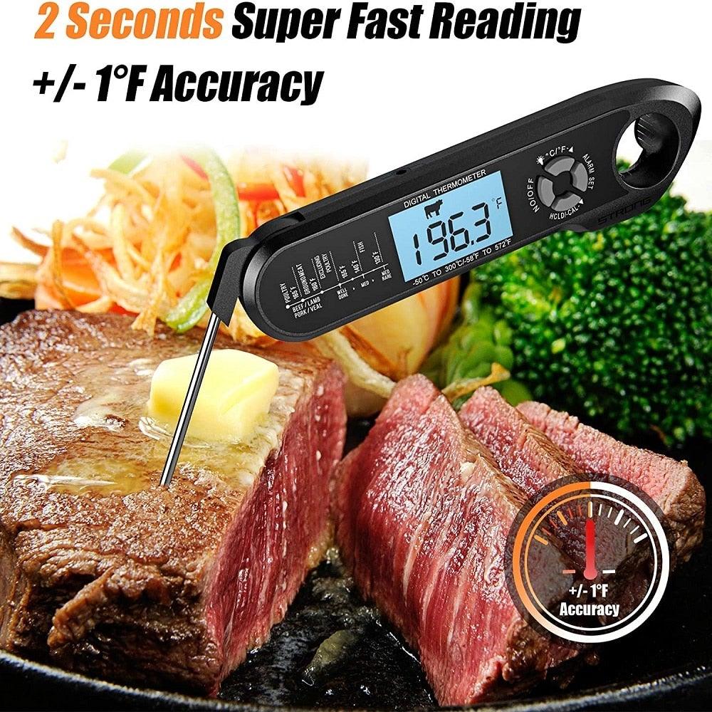 Food Kitchen Digital Meat BBQ Thermometer Dual Probe Design Waterproof Cooking Tools Instant Read Food Thermometer with Alarm and Calibration Function Waterproof Cooking Thermometer for Grilling Baking BBQ Candy Milk Stevvex