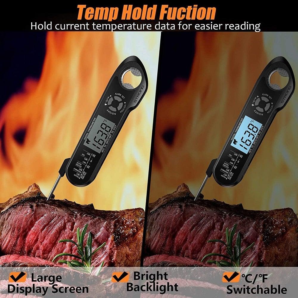 Food Kitchen Digital Meat BBQ Thermometer Dual Probe Design Waterproof Cooking Tools Instant Read Food Thermometer with Alarm and Calibration Function Waterproof Cooking Thermometer for Grilling Baking BBQ Candy Milk Stevvex