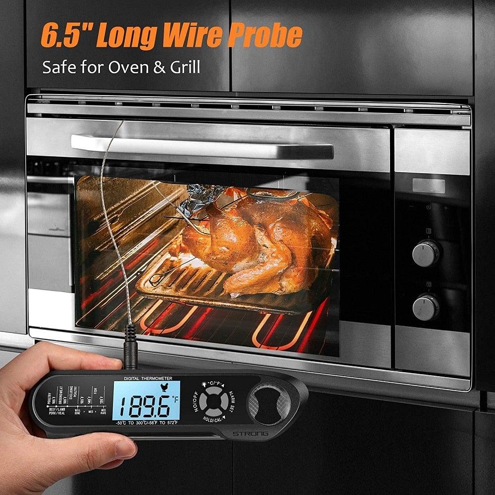Food Kitchen Digital Meat BBQ Thermometer Dual Probe Design Waterproof Cooking Tools Instant Read Food Thermometer with Alarm and Calibration Function Waterproof Cooking Thermometer for Grilling Baking BBQ Candy Milk Stevvex