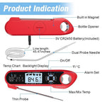 Food Kitchen Digital Meat BBQ Thermometer Dual Probe Design Waterproof Cooking Tools Instant Read Food Thermometer with Alarm and Calibration Function Waterproof Cooking Thermometer for Grilling Baking BBQ Candy Milk Stevvex