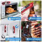Food Kitchen Digital Meat BBQ Thermometer Dual Probe Design Waterproof Cooking Tools Instant Read Food Thermometer with Alarm and Calibration Function Waterproof Cooking Thermometer for Grilling Baking BBQ Candy Milk Stevvex
