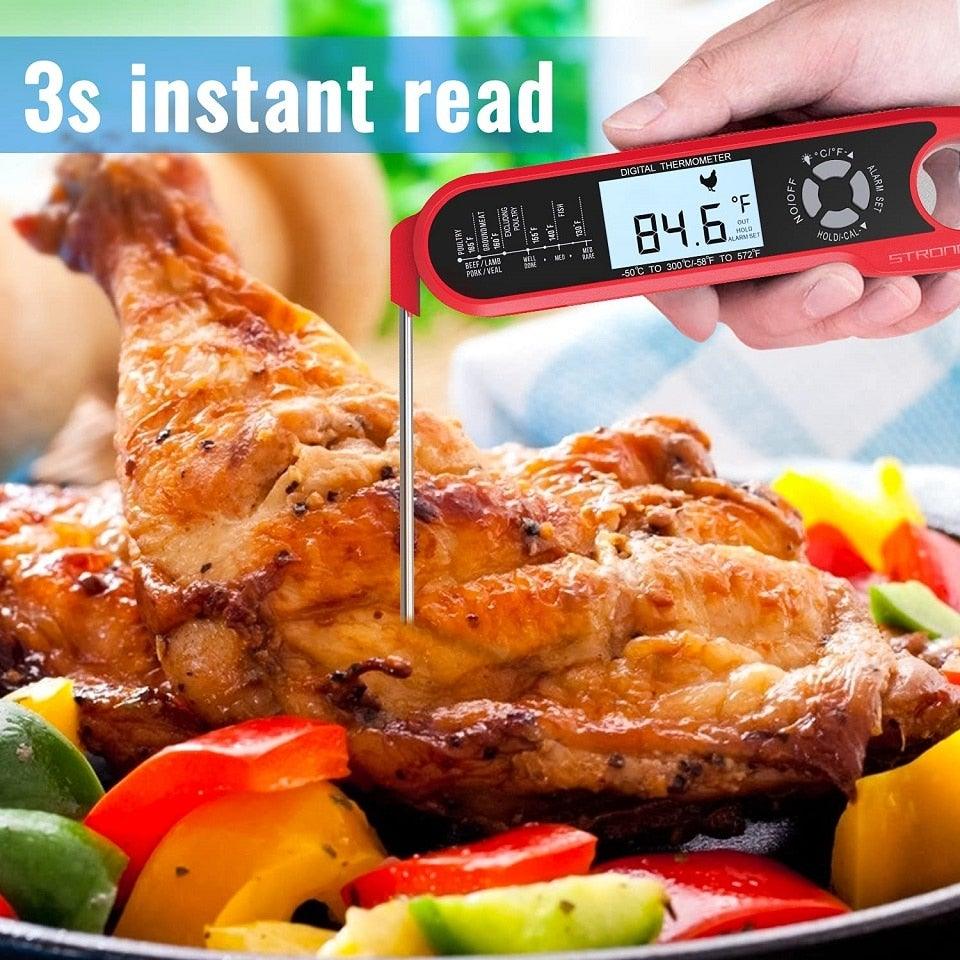 Food Kitchen Digital Meat BBQ Thermometer Dual Probe Design Waterproof Cooking Tools Instant Read Food Thermometer with Alarm and Calibration Function Waterproof Cooking Thermometer for Grilling Baking BBQ Candy Milk Stevvex