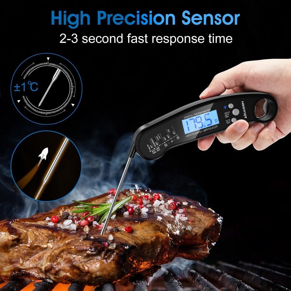 Food Kitchen Digital Meat Thermometer Waterproof Kitchen Food Cooking Thermometer with Backlight LCD Best Super Fast Electric Meat Thermometer Probe for BBQ Grilling Baking  BBQ Waterproof Kitchen Cooking Tools Stevvex