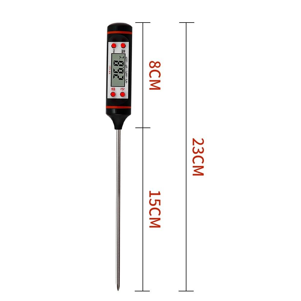 Food Thermometer For BBQ Meat Cake Candy Fry Grill Dinning Household Cooking Thermometer Digital Meat Thermometer with Long Probe Instant Read Food Cooking Thermometer For Grilling BBQ Smoker Grill Kitchen Oil Candy Oven Tools Stevvex