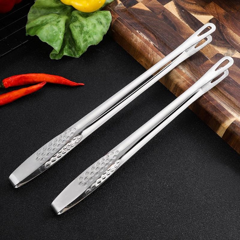 Food Tongs Stainless Steel Barbecue Tongs Meat Salad Steak Food Serving Tongs Tweezers Long BBQ Cooking Tongs Kitchen Utensils Stainless Steel Kitchen BBQ Tongs Stevvex