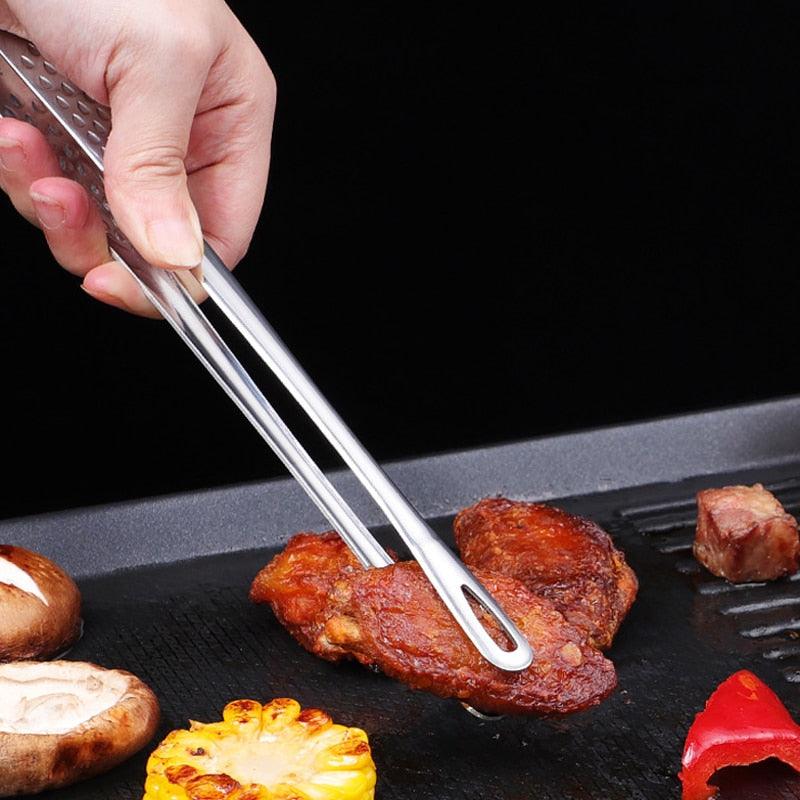 Food Tongs Stainless Steel Barbecue Tongs Meat Salad Steak Food Serving Tongs Tweezers Long BBQ Cooking Tongs Kitchen Utensils Stainless Steel Kitchen BBQ Tongs Stevvex