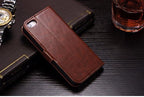 For iPhone X Case Cover for iPhone 8 7 6 6S Plus 5 5S 5SE Luxury PU Leather Flip Wallet Phone Cases Black Simple Card Holder With Magnetic Button Flip Leather Cover Stevvex