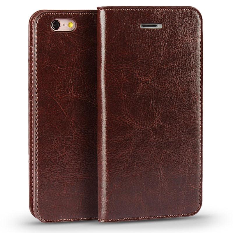 For iPhone X Case Cover for iPhone 8 7 6 6S Plus 5 5S 5SE Luxury PU Leather Flip Wallet Phone Cases Black Simple Card Holder With Magnetic Button Flip Leather Cover Stevvex
