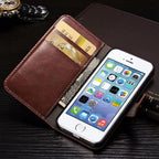 For iPhone X Case Cover for iPhone 8 7 6 6S Plus 5 5S 5SE Luxury PU Leather Flip Wallet Phone Cases Black Simple Card Holder With Magnetic Button Flip Leather Cover Stevvex