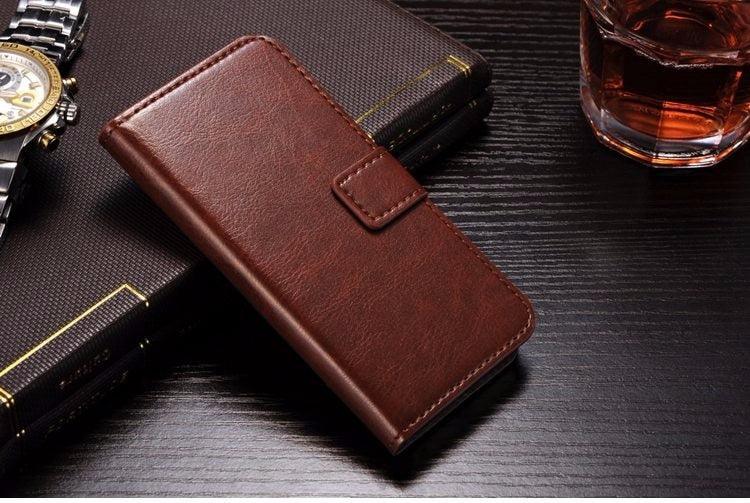 For iPhone X Case Cover for iPhone 8 7 6 6S Plus 5 5S 5SE Luxury PU Leather Flip Wallet Phone Cases Black Simple Card Holder With Magnetic Button Flip Leather Cover Stevvex