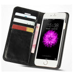 For iPhone X Case Cover for iPhone 8 7 6 6S Plus 5 5S 5SE Luxury PU Leather Flip Wallet Phone Cases Black Simple Card Holder With Magnetic Button Flip Leather Cover Stevvex