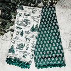 Forest Green Christmas Dish Towels Of 2 - 100 Percent Cotton Super Absorbent