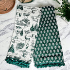 Forest Green Christmas Dish Towels Of 2 - 100 Percent Cotton Super Absorbent