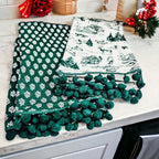 Forest Green Christmas Dish Towels Of 2 - 100 Percent Cotton Super Absorbent
