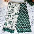 Forest Green Christmas Dish Towels Of 2 - 100 Percent Cotton Super Absorbent