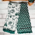 Forest Green Christmas Dish Towels Of 2 - 100 Percent Cotton Super Absorbent