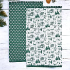 Forest Green Christmas Dish Towels Of 2 - 100 Percent Cotton Super Absorbent