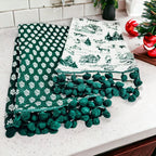 Forest Green Christmas Dish Towels Of 2 - 100 Percent Cotton Super Absorbent