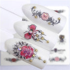 Fox Wolf Animal 3D Embossed Nail Sticker Flower Adhesive Manicure Slider Nail Art Tips Decorations Decals Manicure Design Golden Firework Star Accessories Heart Nail Art Stickers Glitter Decals Love Nail Sequins Laser Heart Nail Stevvex