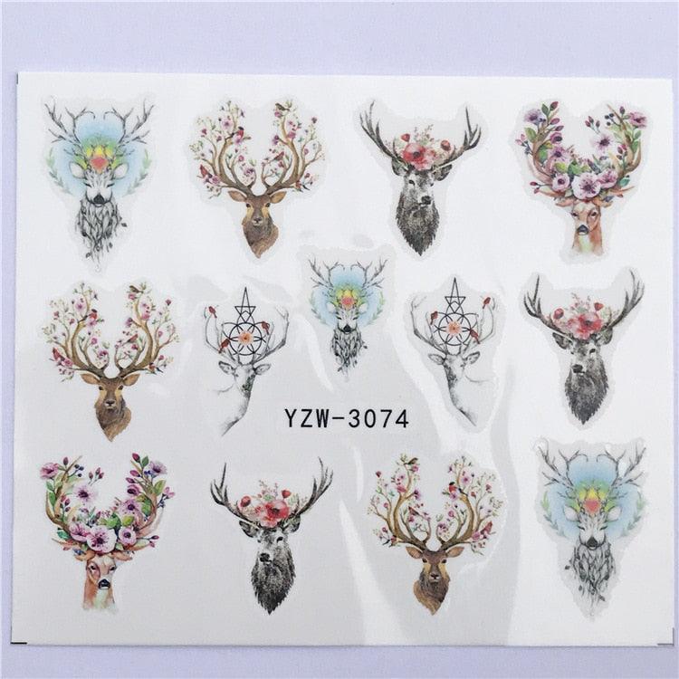 Fox Wolf Animal 3D Embossed Nail Sticker Flower Adhesive Manicure Slider Nail Art Tips Decorations Decals Manicure Design Golden Firework Star Accessories Heart Nail Art Stickers Glitter Decals Love Nail Sequins Laser Heart Nail Stevvex