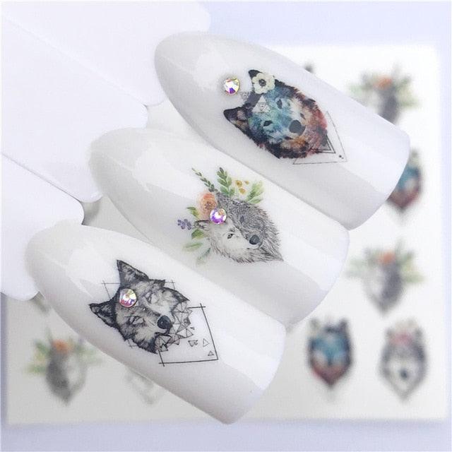 Fox Wolf Animal 3D Embossed Nail Sticker Flower Adhesive Manicure Slider Nail Art Tips Decorations Decals Manicure Design Golden Firework Star Accessories Heart Nail Art Stickers Glitter Decals Love Nail Sequins Laser Heart Nail Stevvex