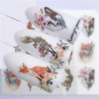 Fox Wolf Animal 3D Embossed Nail Sticker Flower Adhesive Manicure Slider Nail Art Tips Decorations Decals Manicure Design Golden Firework Star Accessories Heart Nail Art Stickers Glitter Decals Love Nail Sequins Laser Heart Nail Stevvex