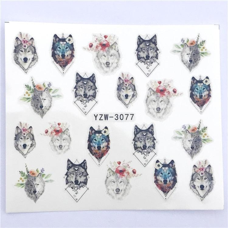 Fox Wolf Animal 3D Embossed Nail Sticker Flower Adhesive Manicure Slider Nail Art Tips Decorations Decals Manicure Design Golden Firework Star Accessories Heart Nail Art Stickers Glitter Decals Love Nail Sequins Laser Heart Nail Stevvex