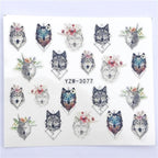 Fox Wolf Animal 3D Embossed Nail Sticker Flower Adhesive Manicure Slider Nail Art Tips Decorations Decals Manicure Design Golden Firework Star Accessories Heart Nail Art Stickers Glitter Decals Love Nail Sequins Laser Heart Nail Stevvex