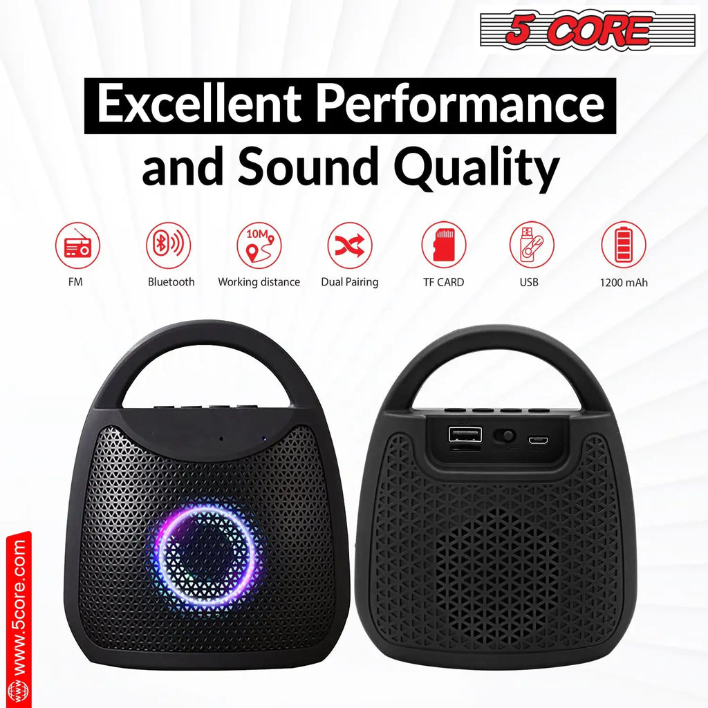 5 Core Outdoor Bluetooth Speaker Wireless Portable Waterproof for Patio Pool Party Pi-Mart