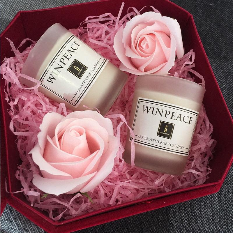 Fragrance Handmade Candle With Glass Candle Stick Pure Natural Soybean Wax With Plant Essential Oils Perfect for Bath Yoga Christmas Birthday Mother's Day Romantic Birthday Scented Candle Creative Soy Wax Hand Gift Candles Stevvex