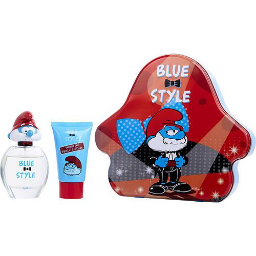 SMURFS 3D by First American Brands PAPA SMURF EDT SPRAY 1.7 OZ & SHOWER GEL 2.5 OZ & METAL LUNCH BOX (BLUE & STYLE) EasyOptionXY LLC