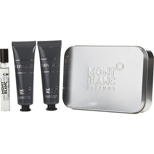 MONT BLANC EXPLORER by Mont Blanc EAU DE PARFUM .25 OZ MINI & AFTERSHAVE BALM 1 OZ & SHOWER GEL 1 OZ & TRAVEL POUCH