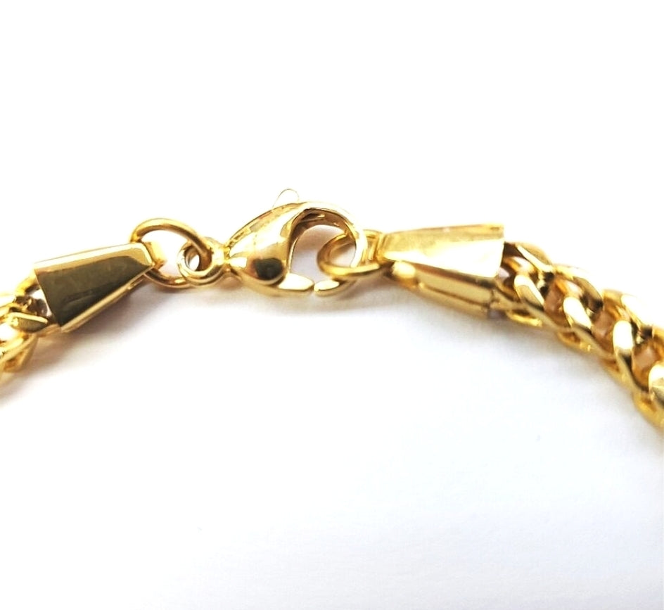 Franco Chain Stainless Steel Foxtail Bracelet 4mm 14k Gold Plated Jewelry And Perfumes