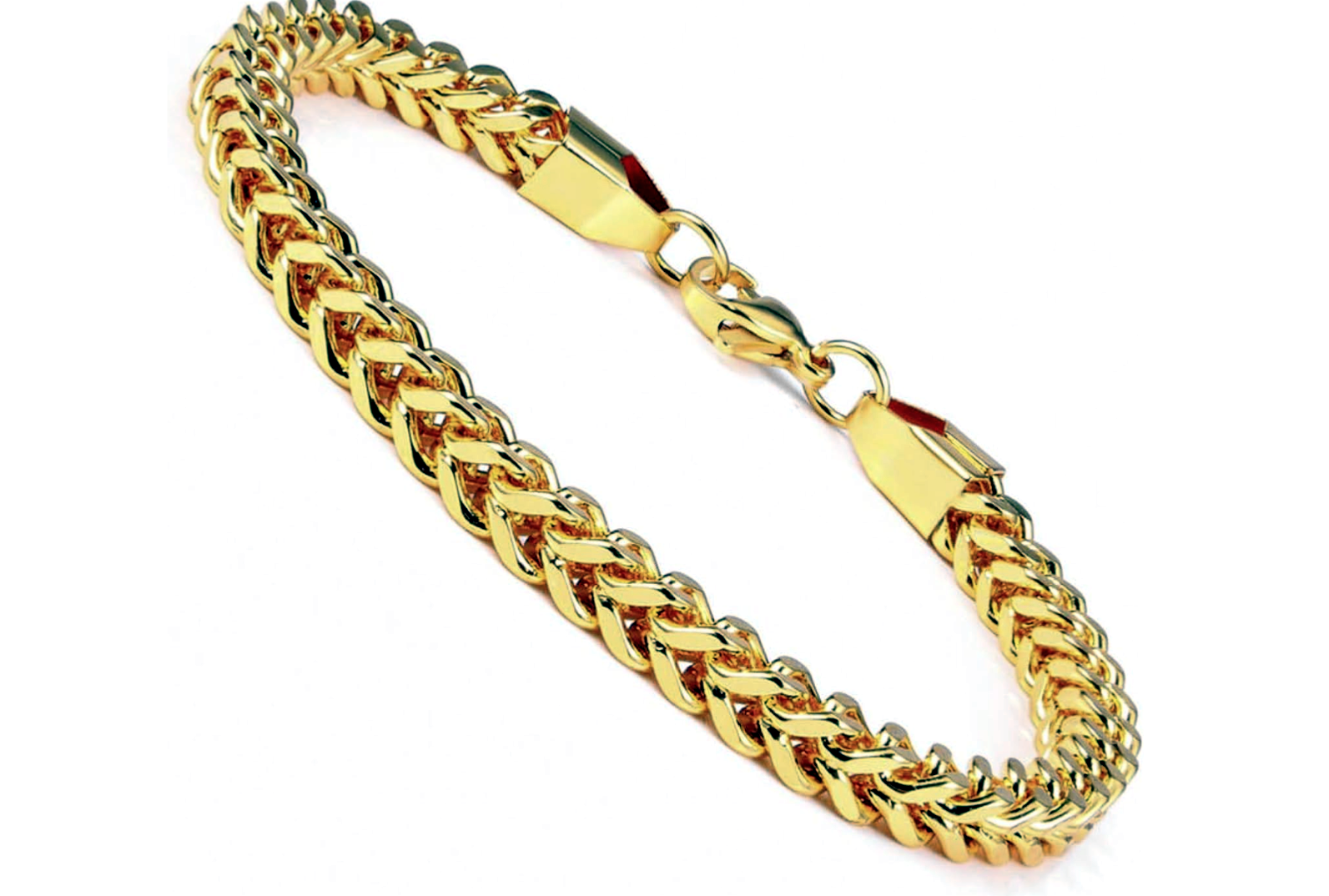 Franco Chain Stainless Steel Foxtail Bracelet 4mm 14k Gold Plated Jewelry And Perfumes