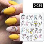 French Line Nail Water Decal Flower Marble Leaf Girl Stickers on Nails Water Ink Transfer Slider Nail Stickers Decor Kids Nails Art Decoration Nail Strips Shiny French Tip Guides Stickers French Nail Stickers Form Fringe Guides Stevvex